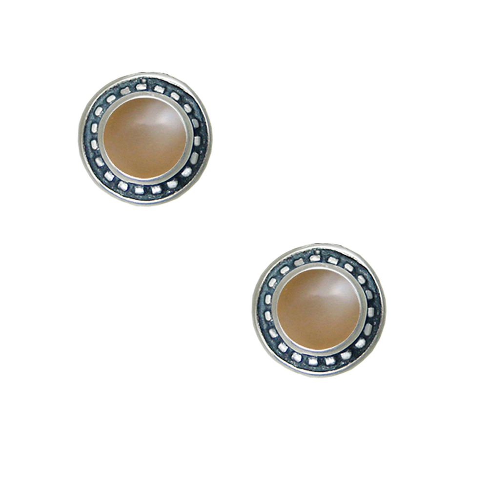 Sterling Silver Little Peach Moonstone Post Stud Earrings